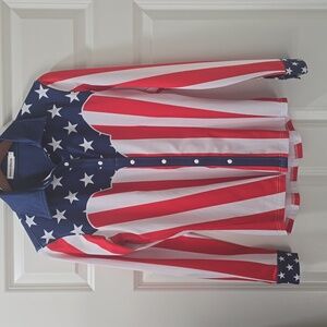 Ranch Dressn American Flag Women's Button Down Rodeo Shirt